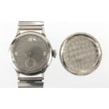 Vintage gentleman's Peerless stainless steel wristwatch, with subsidiary dial, numbered 346180 to