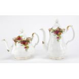 Royal Albert Old Country Roses coffee pot and teapot, the largest 25.5cm high : For further