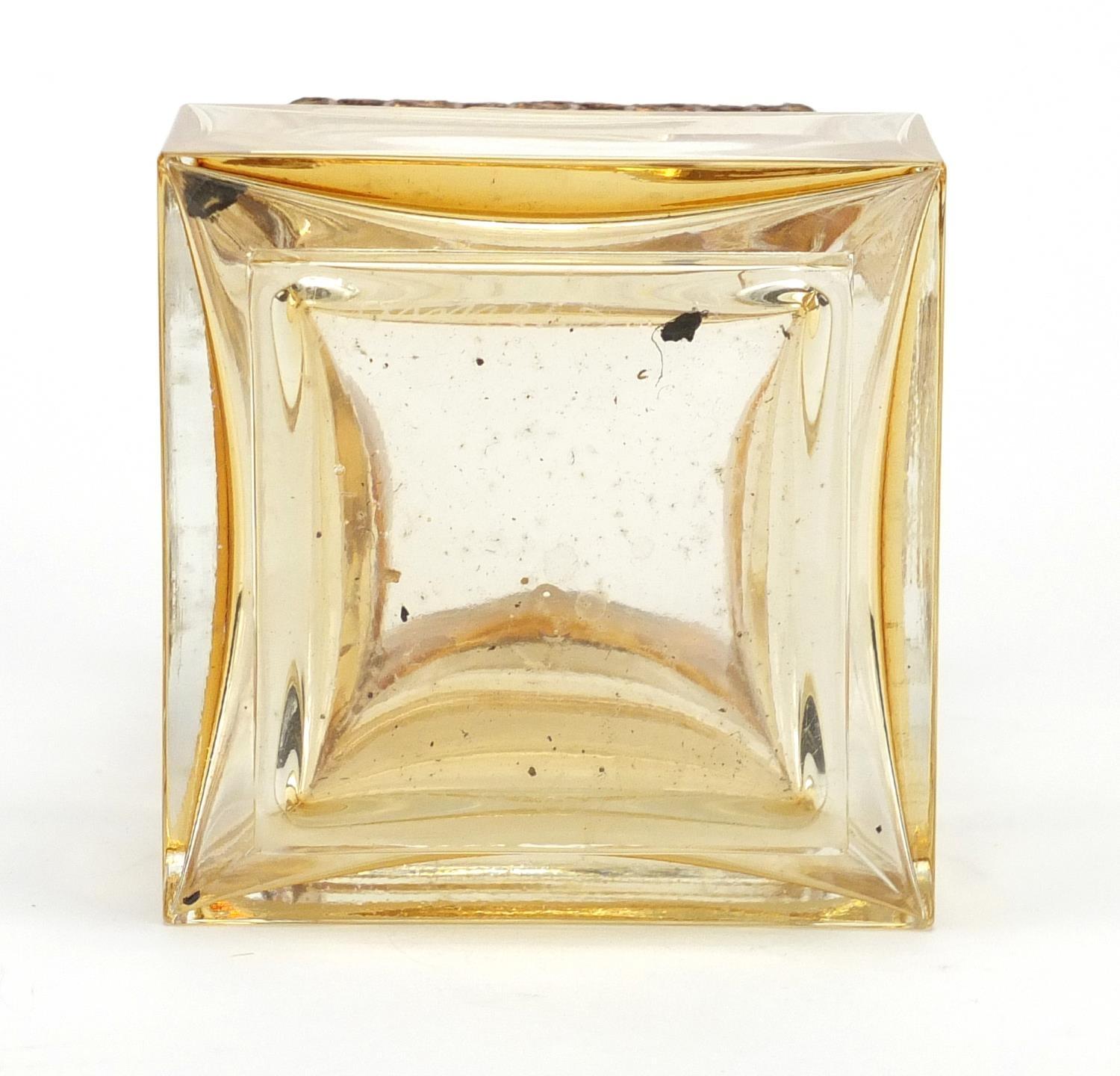 Art Deco amber art glass vase with gilt metal mounts in the style of Moser, etched marks to the - Image 3 of 5