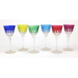 Set of six good quality flashed cut glasses, each 20cm high : For further Condition Reports Please