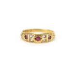 Victorian 18ct gold ruby and diamond ring, Chester 1891, size O, approximate weight 3.2g : For