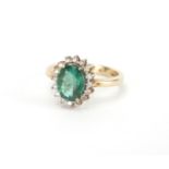 9ct gold emerald and diamond ring, size N, approximate weight 3.0g : For further Condition Reports