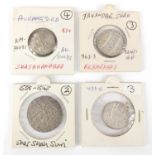 Four Indian silver coins including a tanka, approximate weight 52.7g : For further Condition Reports