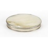 18th century oval silver and mother of pearl snuff box, 8.5cm wide : For further Condition Reports