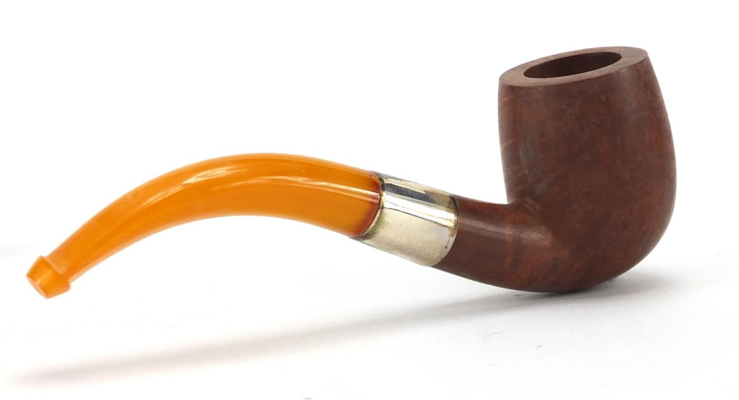 SCB pipe with amber mouth piece and silver collar, together with a silver plated Dunhill pocket - Image 5 of 6