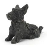 Novelty cold painted table lighter in the form of a seated Scottie Dog, 10.5cm high : For further