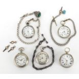Five gentleman's open face pocket watches, some silver including Kendal & Dent, Kay's Advance and