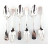 Set of six German 800 grade silver table spoons, each with impressed marks, 22,5cm in length,