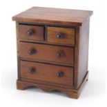 Victorian mahogany five drawer chest of small proportions, 28.5cm H x 25cm W x 19.5cm D : For