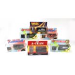 Six Corgi die cast vehicles all boxed, two Dad's Army, two The Avengers, The A Team and Back to