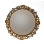 Circular Florentine gilt wood mirror, carved with acanthus leaves, 72cm in diameter : For extra