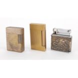 Three vintage lighter comprising a silver mounted Colibri and two Duponts : For extra condition