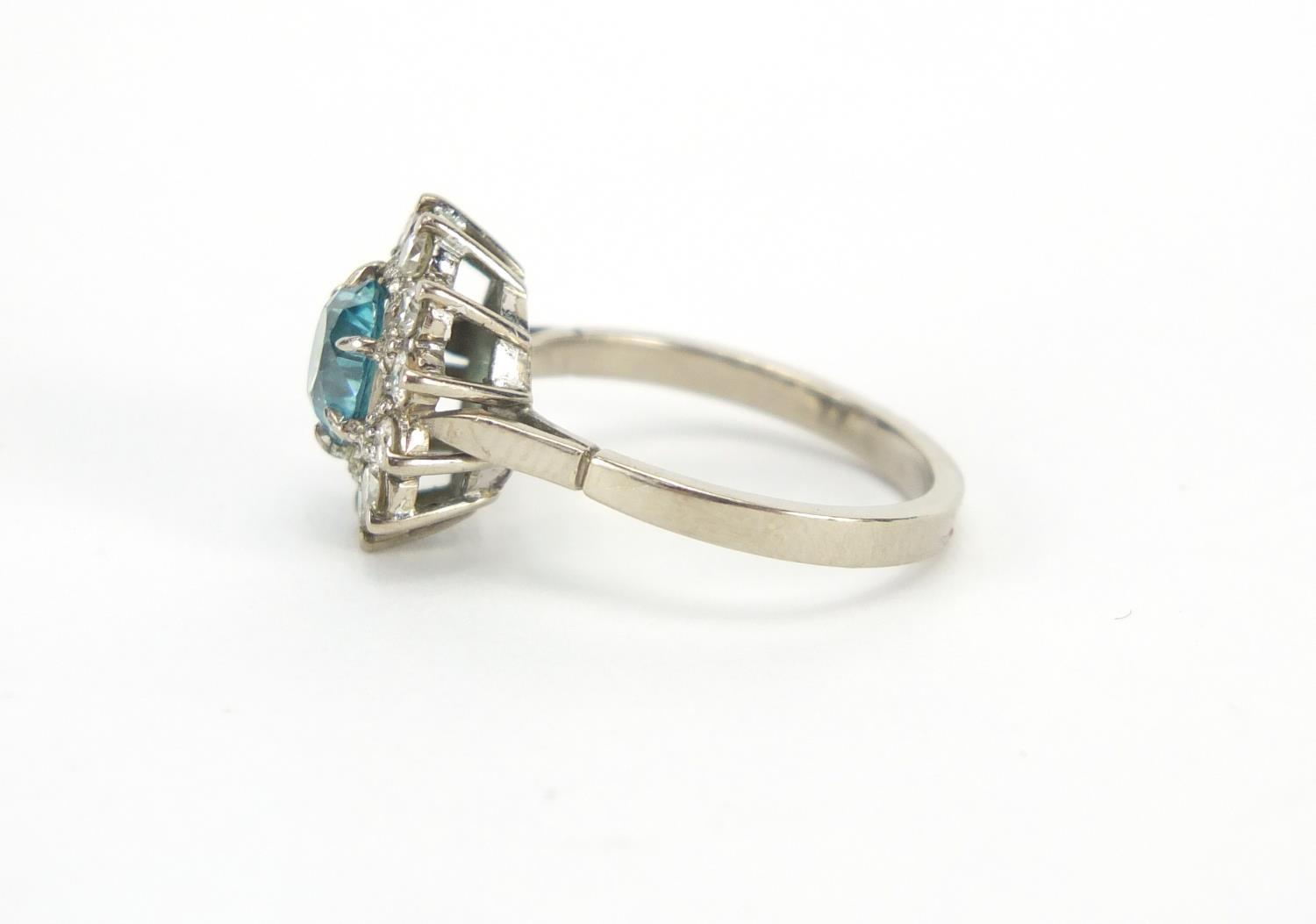 18ct white gold blue stone and diamond flower head ring, size L, approximate weight 5.0g : For extra - Image 3 of 5