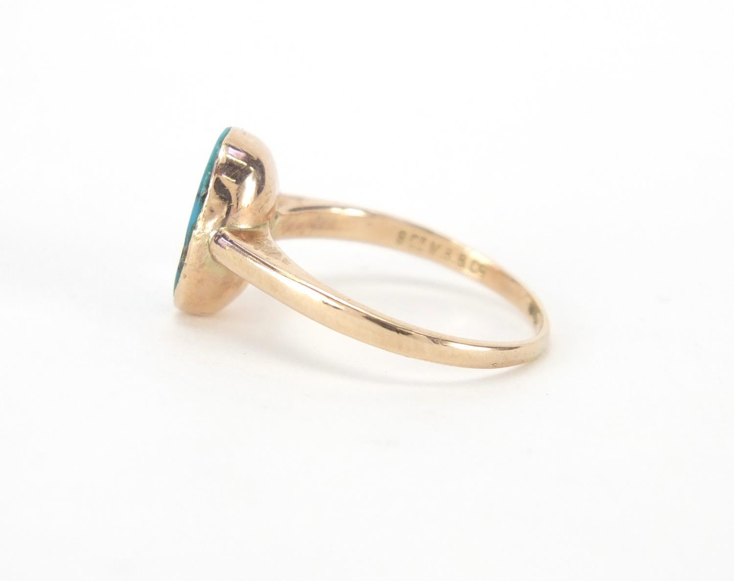 Murrle Bennett & Co 9ct gold and turquoise ring, size K, approximate weight 2.0g : For extra - Image 2 of 5