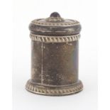 Victorian cylindrical silver caster, K C & S ? London 1902, 10cm high, approximate weight 185.0g :