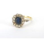 18ct gold sapphire and diamond ring, size N, approximate weight 3.0g : For extra condition reports