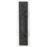 Good quality 19th century bronze door handle, cast with acanthus leaves, 55.5cm x 11cm : For extra