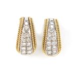 Pair of 18ct gold diamond half hoop earrings, 1.8cm in length, approximate weight 8.8g : For extra