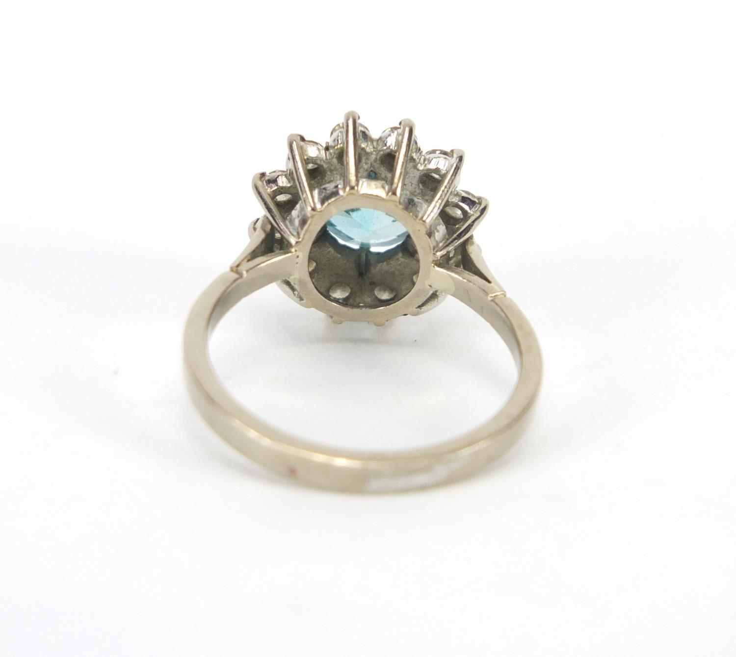 18ct white gold blue stone and diamond flower head ring, size L, approximate weight 5.0g : For extra - Image 4 of 5