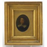Antique oval hand painted portrait miniature of a man, mounted and framed, the miniature 6cm x 4.5cm