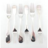 Set of six German 800 grade silver table forks, each with impressed marks, 22.5cm in length,