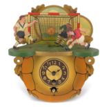 Novelty vintage foreign made football cuckoo clock with Arabic numerals, 23cm high : For extra
