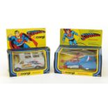 Two vintage Corgi Superman die cast vehicles, Supervan 435 and Supermobile 265, both boxed : For