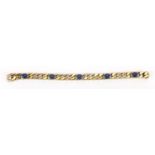 18ct gold cabochon Lapis Lazuli and diamond curb link bracelet, 19cm in length, approximate weight