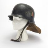 German Military interest police double decal design helmet, with leather liner and chin strap,