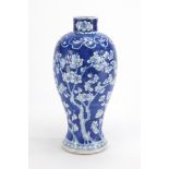 Chinese blue and white porcelain baluster vase, hand painted with Prunus flowers, 27.5cm high :