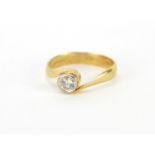 18ct gold diamond solitaire ring, CJV London 1970, size K, approximate weight 2.7g : For extra