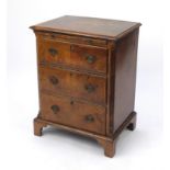 Antique walnut feather banded three drawer chest with brushing slide, 77cm H x 59cm W x 43cm D : For