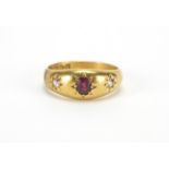 18ct gold ruby and diamond Gypsy ring, size M, approximate weight 5.4g : For extra condition reports