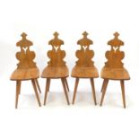 Set of four mid century elm hall chairs, 90cm high : For extra condition reports please visit www.