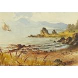 Harry Wallace - Lake view in a mountain landscape, 19th century watercolour, inscribed verso,