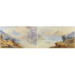 Edwin Earp - Water before mountains, pair of 19th century watercolours, mounted and framed, each