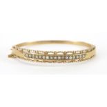 Victorian style 9ct gold seed pearl bangle, 6.5cm x 5.5cm, approximate weight 13.5g : For extra