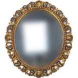 Oval Florentine gilt wood mirror, carved with acanthus leaves, 65.5cm x 57cm : For extra condition