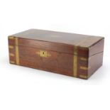 Victorian rosewood campaign style writing slope, with fitted interior, 17cm H x 50cm W x 25cm D :