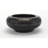 Art Deco squatted bowl with silver inlay, inscribed 33192 to the base, 9.5cm high x 21.5cm in