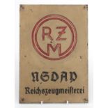 German Military interest RZM design painted metal plaque : For extra condition reports please