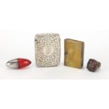 Miscellaneous items including a Intaglio seal and silver vesta with floral chased decoration, the