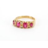 Victorian 18ct gold red stone and diamond ring, Birmingham 1894, size N, approximate weight 4.0g :