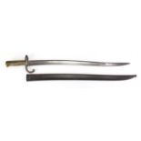 Military interest Saint-Étienne long bayonet and scabbard, impressed marks and numbered 8421, 72cm