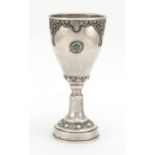 Jewish silver Kiddush cup with turquoise jewels, stamped Israel 925, 13.5cm high, approximate weight