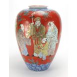 Large Japanese porcelain vase, hand painted with sages and children, 38cm high : For Further