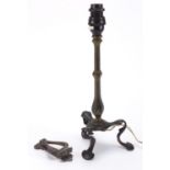 Arts & Crafts brass Pullman lamp in the style of Benson together with an ABC door knocker, the