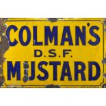 Vintage Coleman's mustard enamel advertising sign, 46cm x 30.5cm : For Further Condition Reports