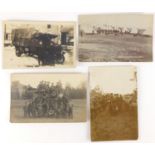 Four World War I black and white photographic postcards including a Lee Coal House example : For