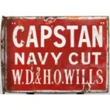 Vintage double sided enamel advertising sign, Capstan Navy Cut and Westward Ho! smoking mixture,